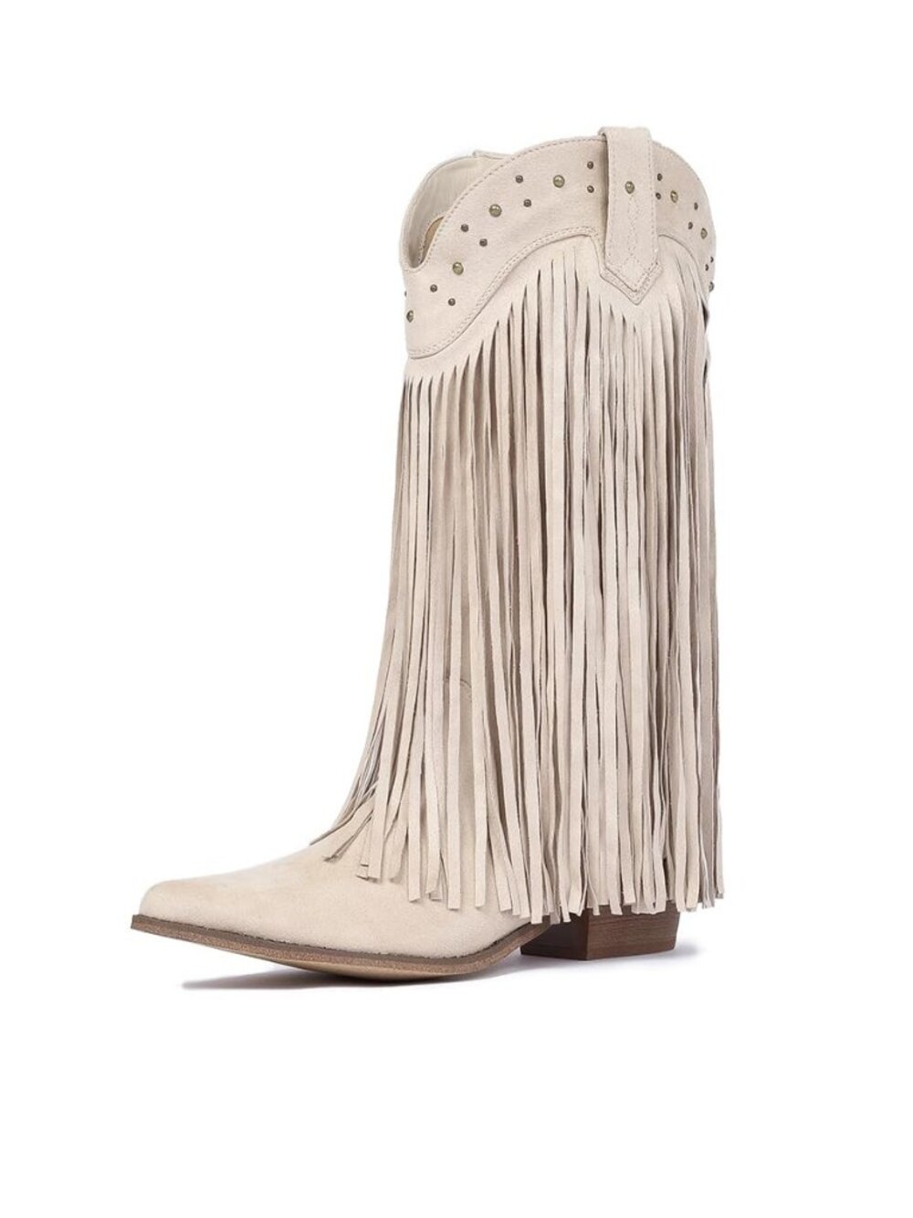 Women Western Cowboy Boots Pointed Toe Cowgirl Knee High Boots Pull On With